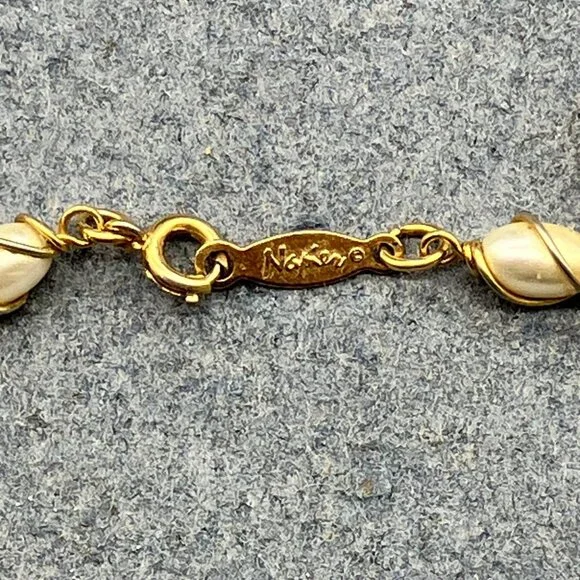 Napier Gold Pearl Necklace 24 In Swirl Cage Oval Retro Vintage Classic Elegant - Picture 4 of 6